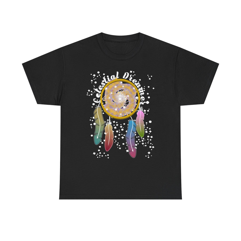 Dreamcatcher T-Shirt — Spiral Galaxy Dreamcatcher with Colorful Feathers