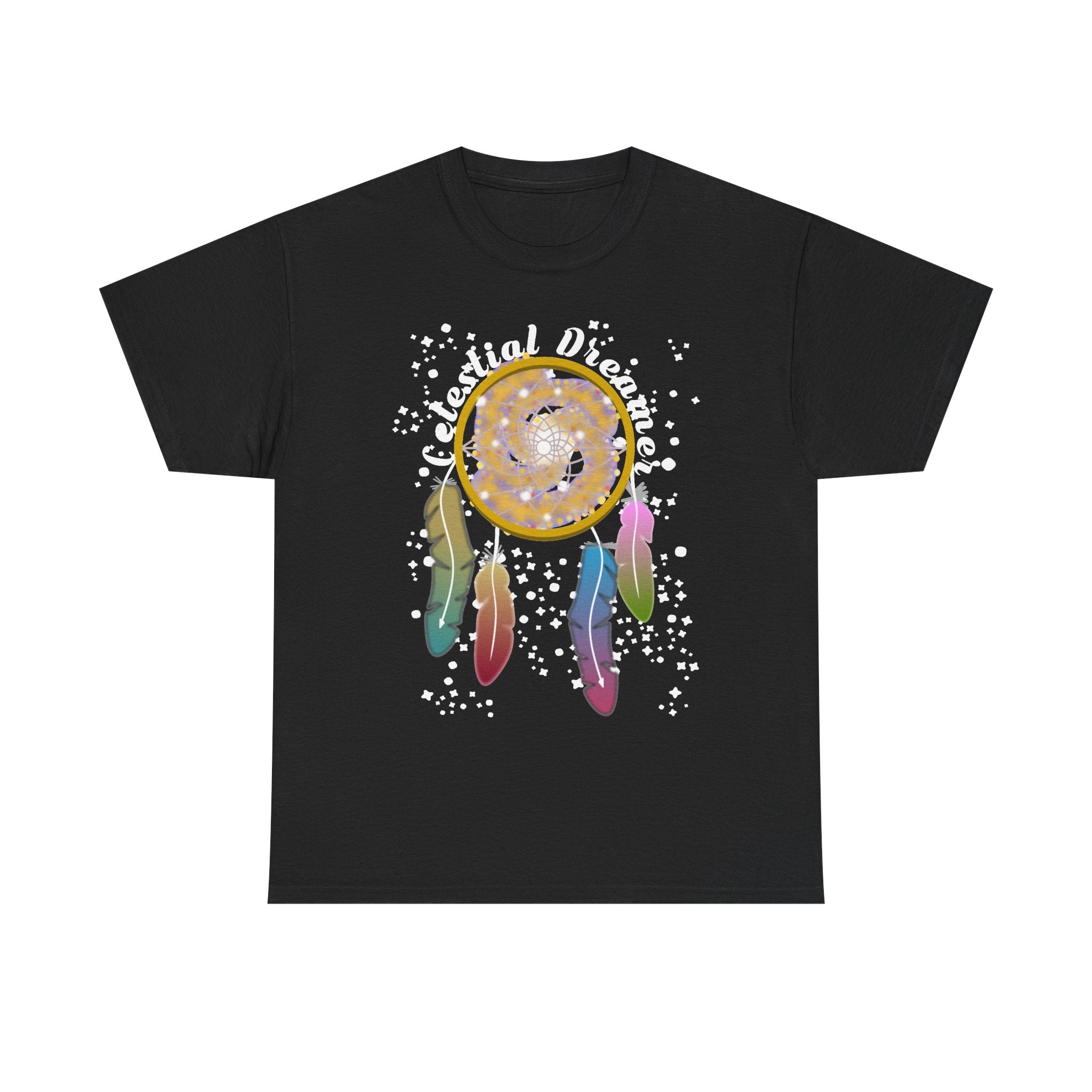 Dreamcatcher T-Shirt — Spiral Galaxy Dreamcatcher with Colorful Feathers