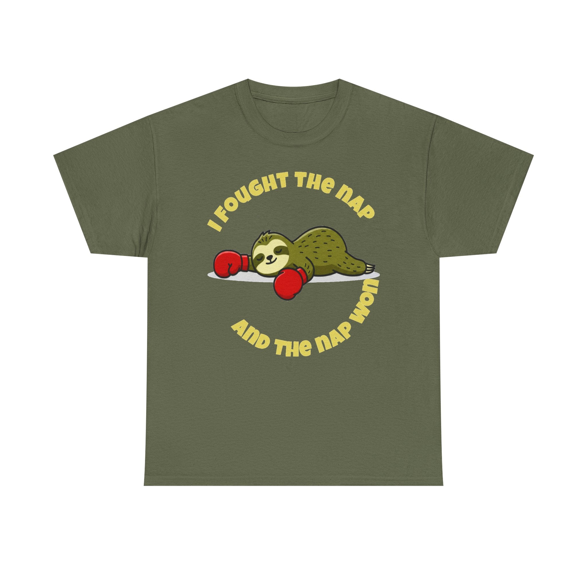 Sloth Boxing Tee — "I Fought the Nap and the Nap Won" Graphic T-Shirt