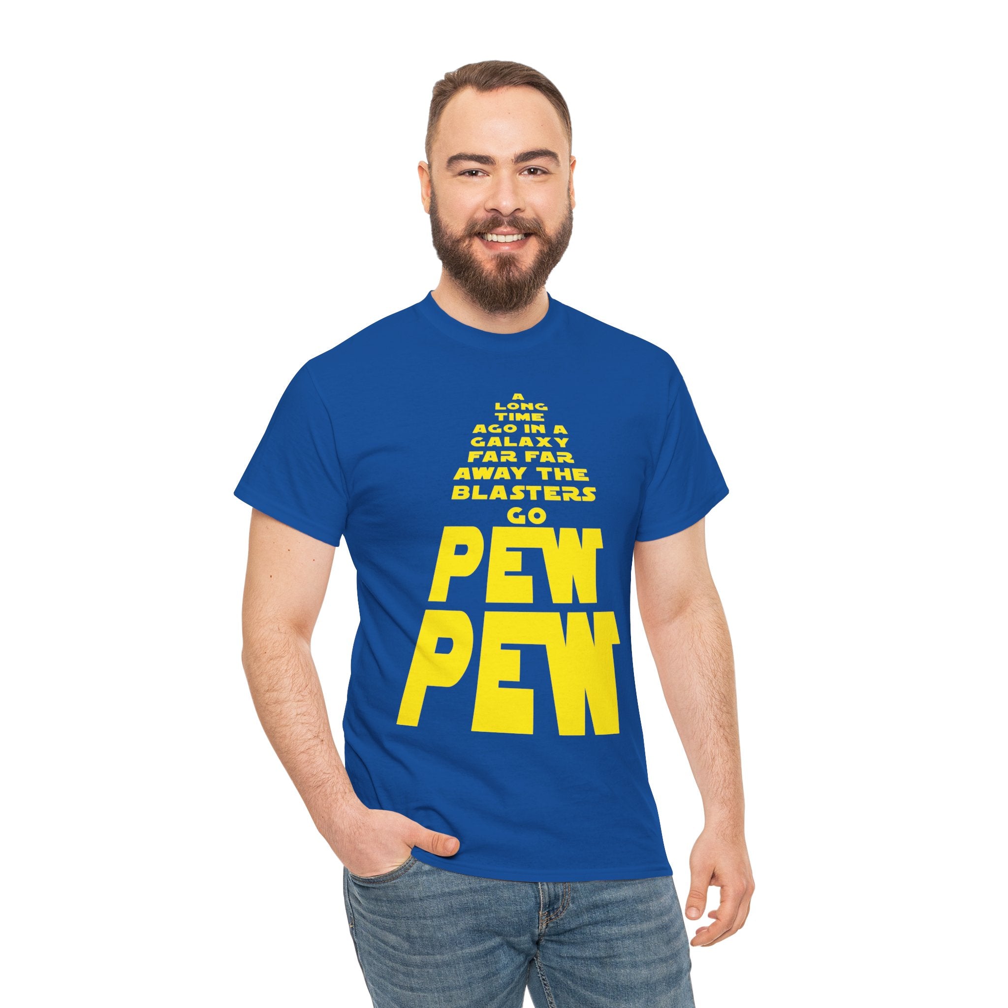 Pew Pew Tee – Retro Space Text Graphic T-Shirt