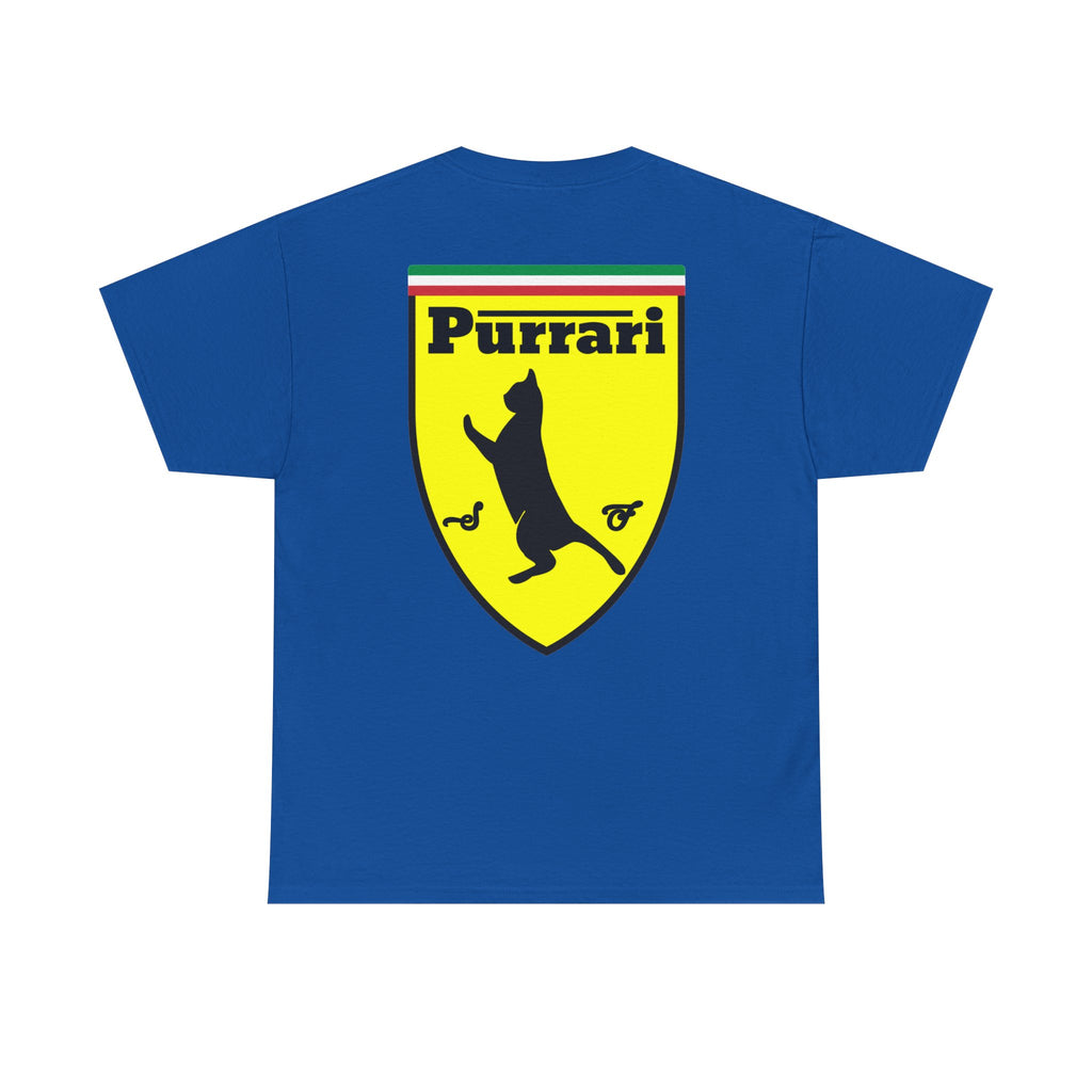 Purrari Cat Shield Tee – Funny Cat Logo T-Shirt