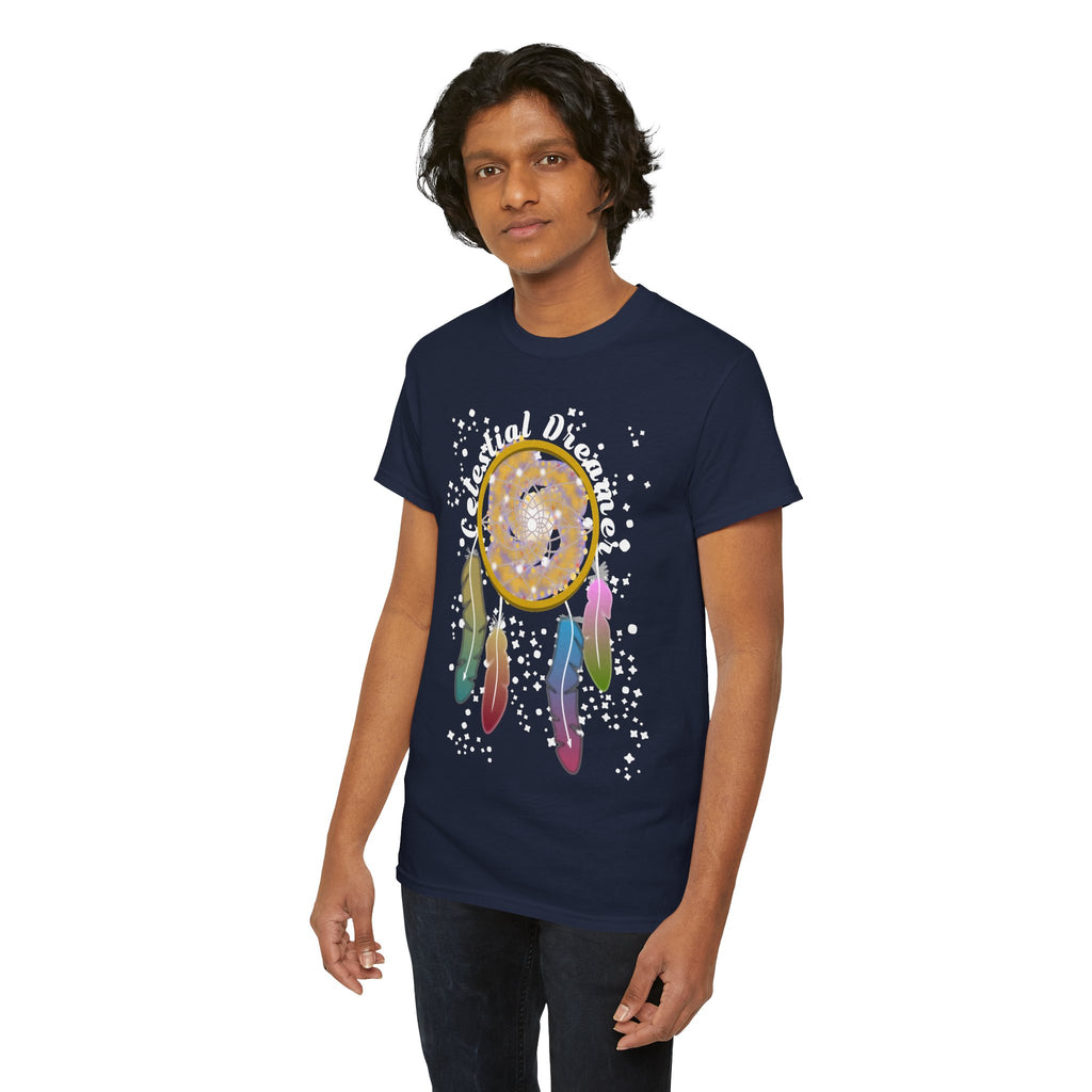 Dreamcatcher T-Shirt — Spiral Galaxy Dreamcatcher with Colorful Feathers