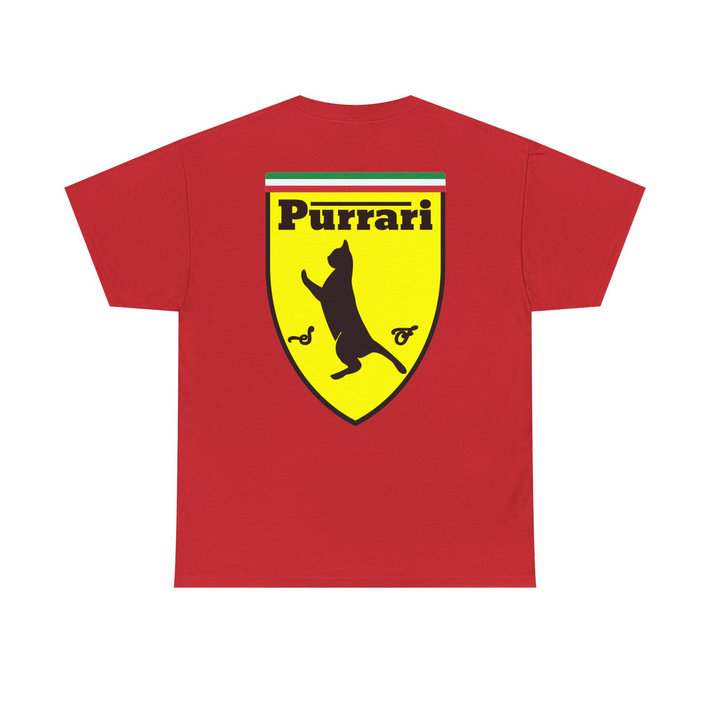 Purrari Cat Shield Tee – Funny Cat Logo T-Shirt