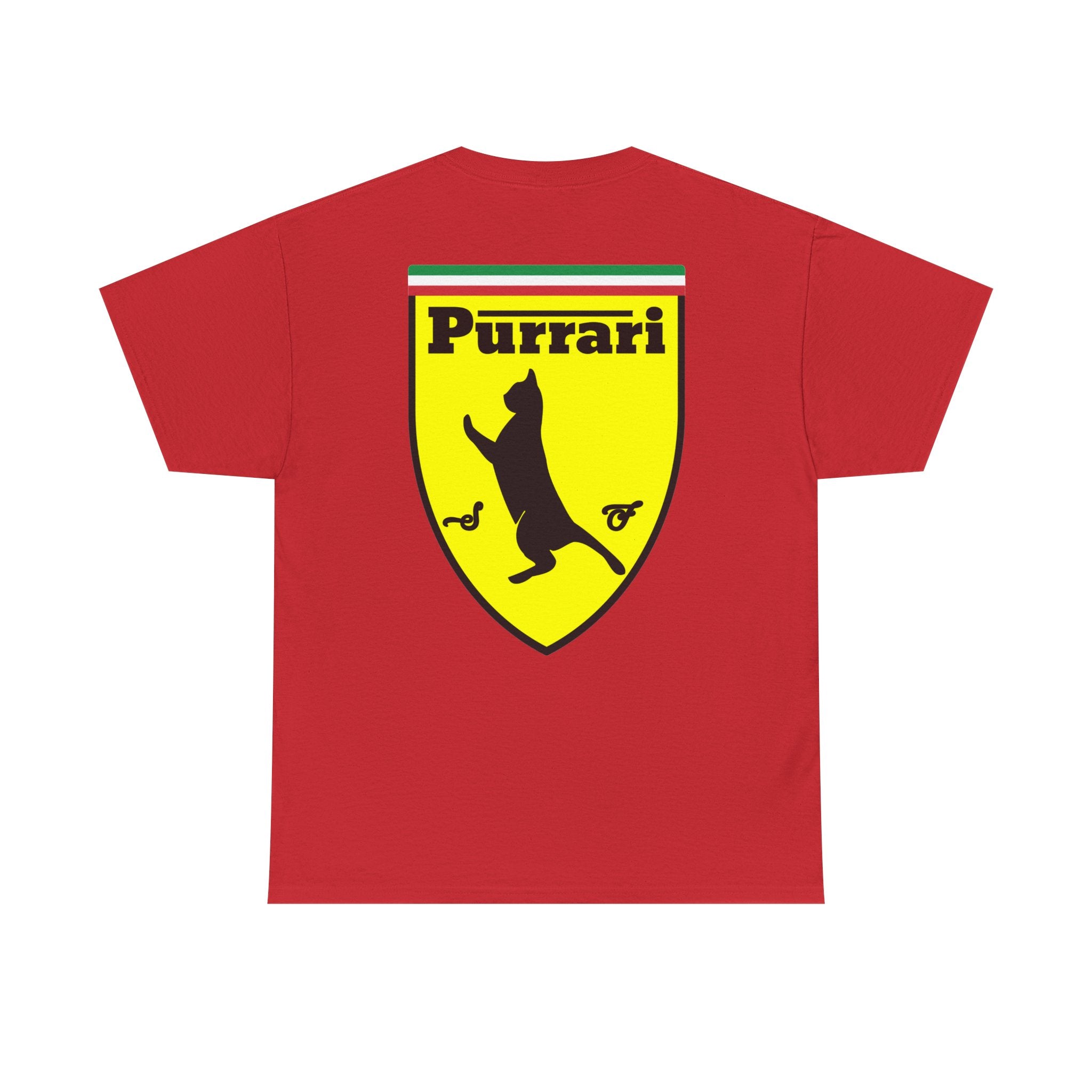 Purrari Cat Shield Tee – Funny Cat Logo T-Shirt